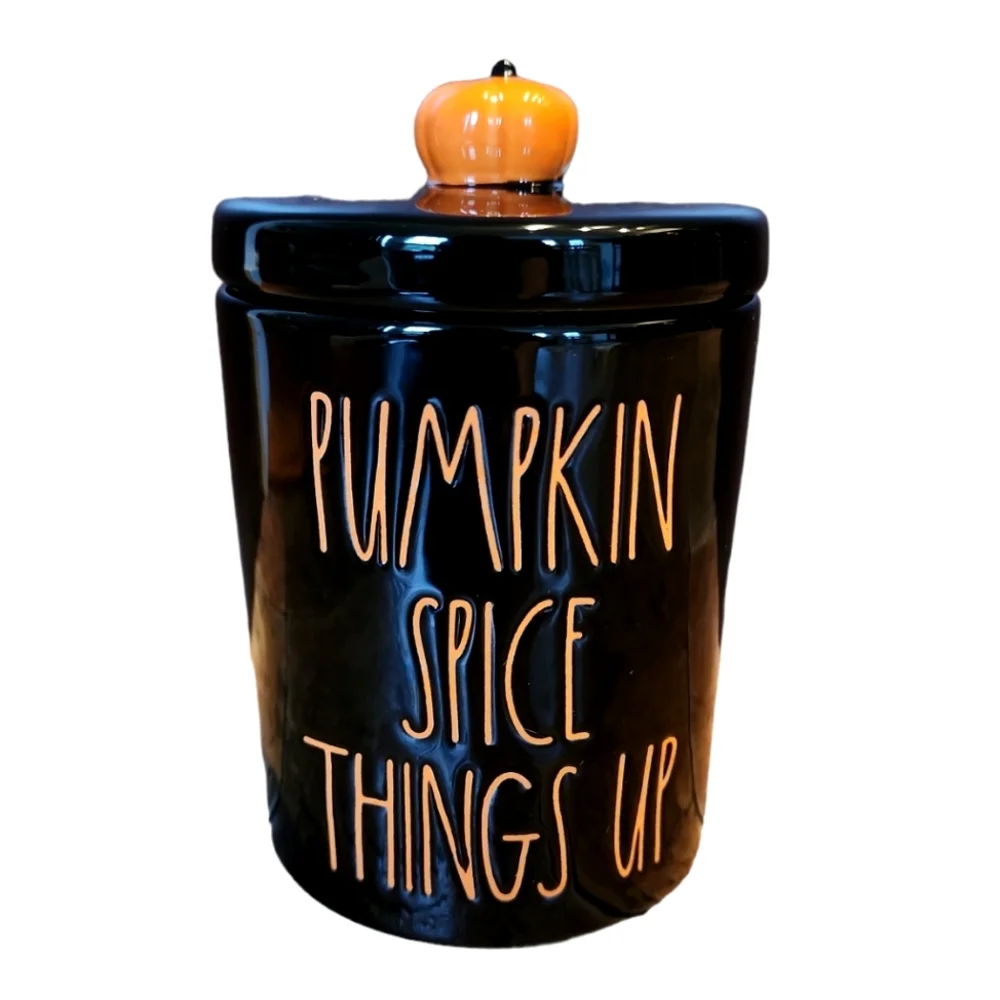 RAE DUNN | Black Pumpkin Spice Things Up Topper Lid Jar